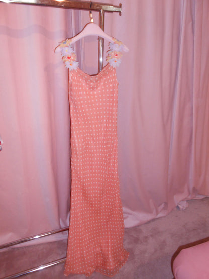 MOSCHINO CHEAP & CHIC	EARLY 2000S POLKA DOT DRESS WITH FLOWERS