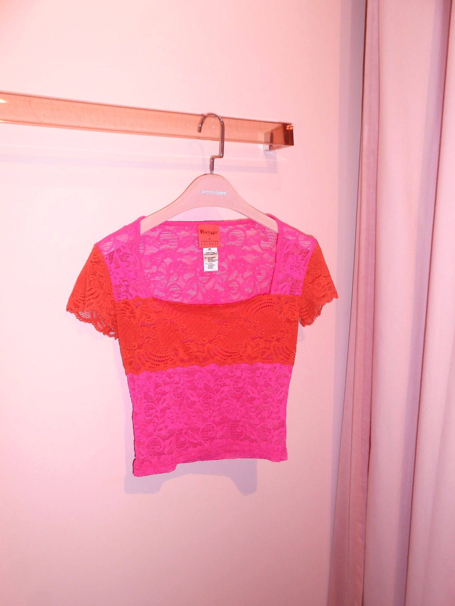CHRISTIAN LACROIX 1990S LACE COLOR BLOCK TOP