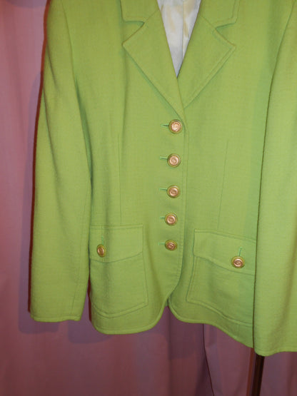 YVES SAINT LAURENT VARIATION SS 1996 GREEN SKIRT SUIT