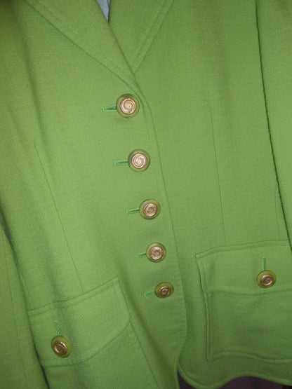 YVES SAINT LAURENT VARIATION SS 1996 GREEN SKIRT SUIT