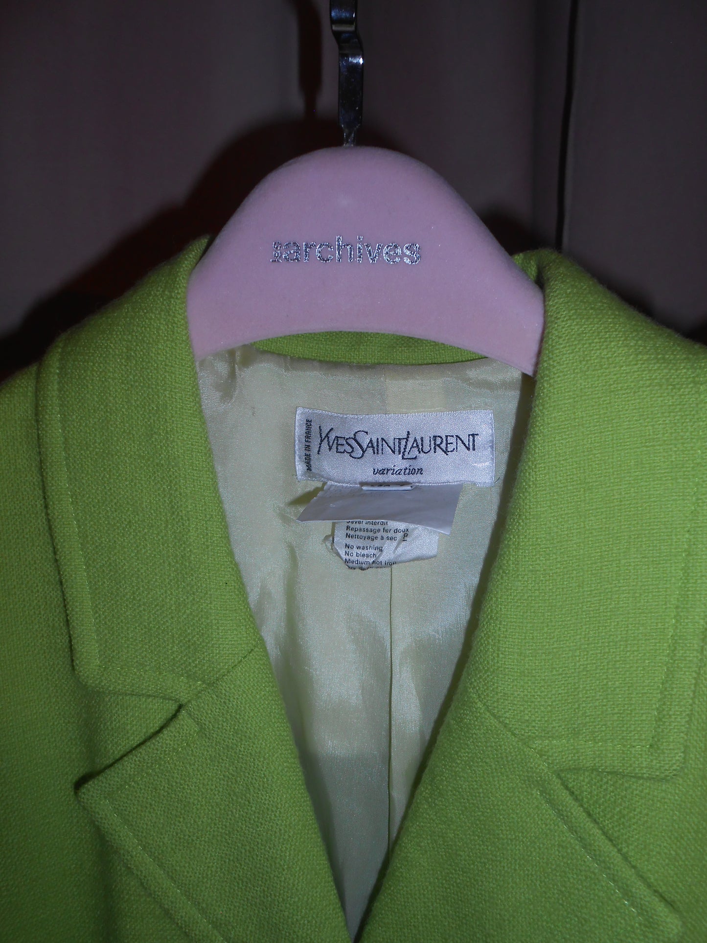 YVES SAINT LAURENT VARIATION SS 1996 GREEN SKIRT SUIT