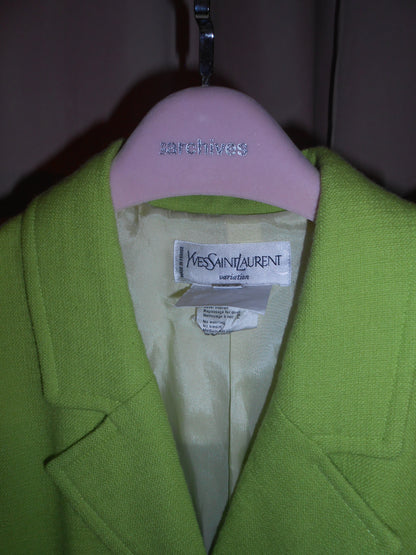 YVES SAINT LAURENT VARIATION SS 1996 GREEN SKIRT SUIT