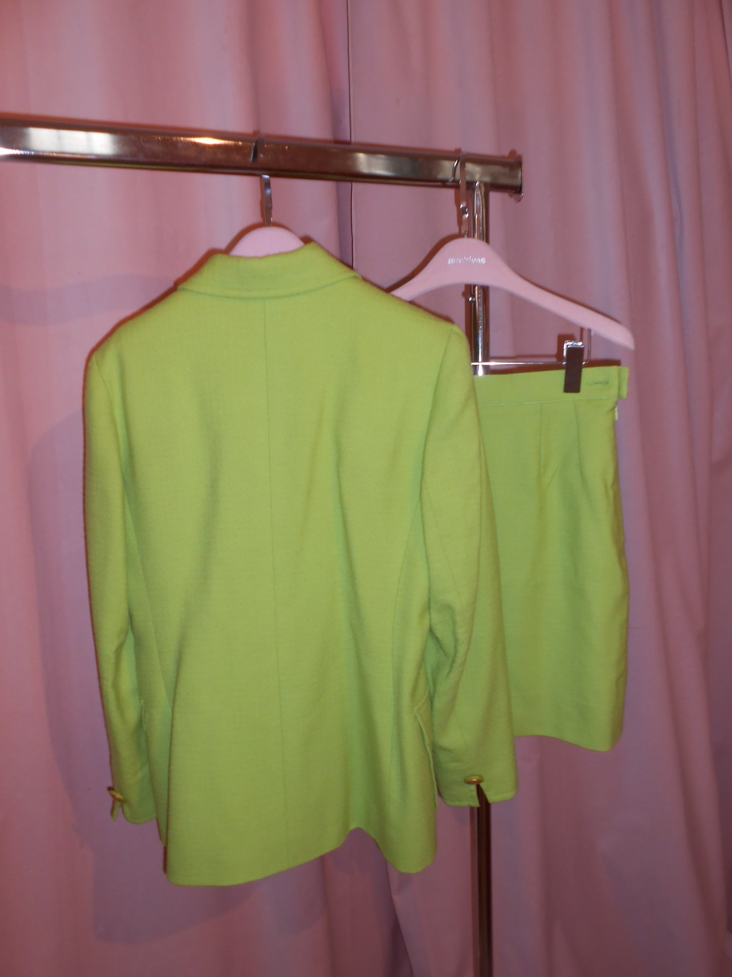 YVES SAINT LAURENT VARIATION SS 1996 GREEN SKIRT SUIT