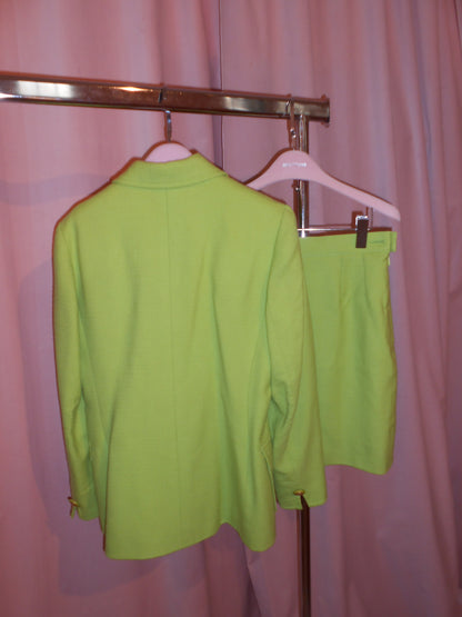 YVES SAINT LAURENT VARIATION SS 1996 GREEN SKIRT SUIT