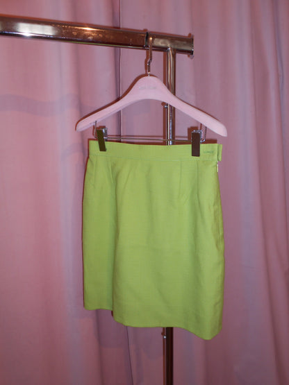 YVES SAINT LAURENT VARIATION SS 1996 GREEN SKIRT SUIT