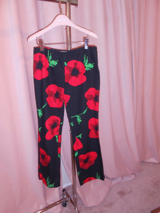 MOSCHINO CHEAP & CHIC	1990S LINEN FLORAL TROUSERS