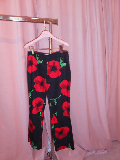 MOSCHINO CHEAP & CHIC	1990S LINEN FLORAL TROUSERS