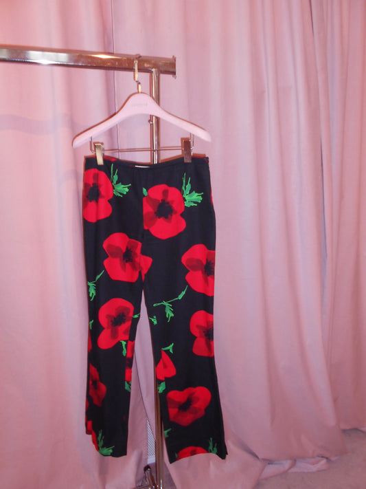 MOSCHINO CHEAP & CHIC	1990S LINEN FLORAL TROUSERS