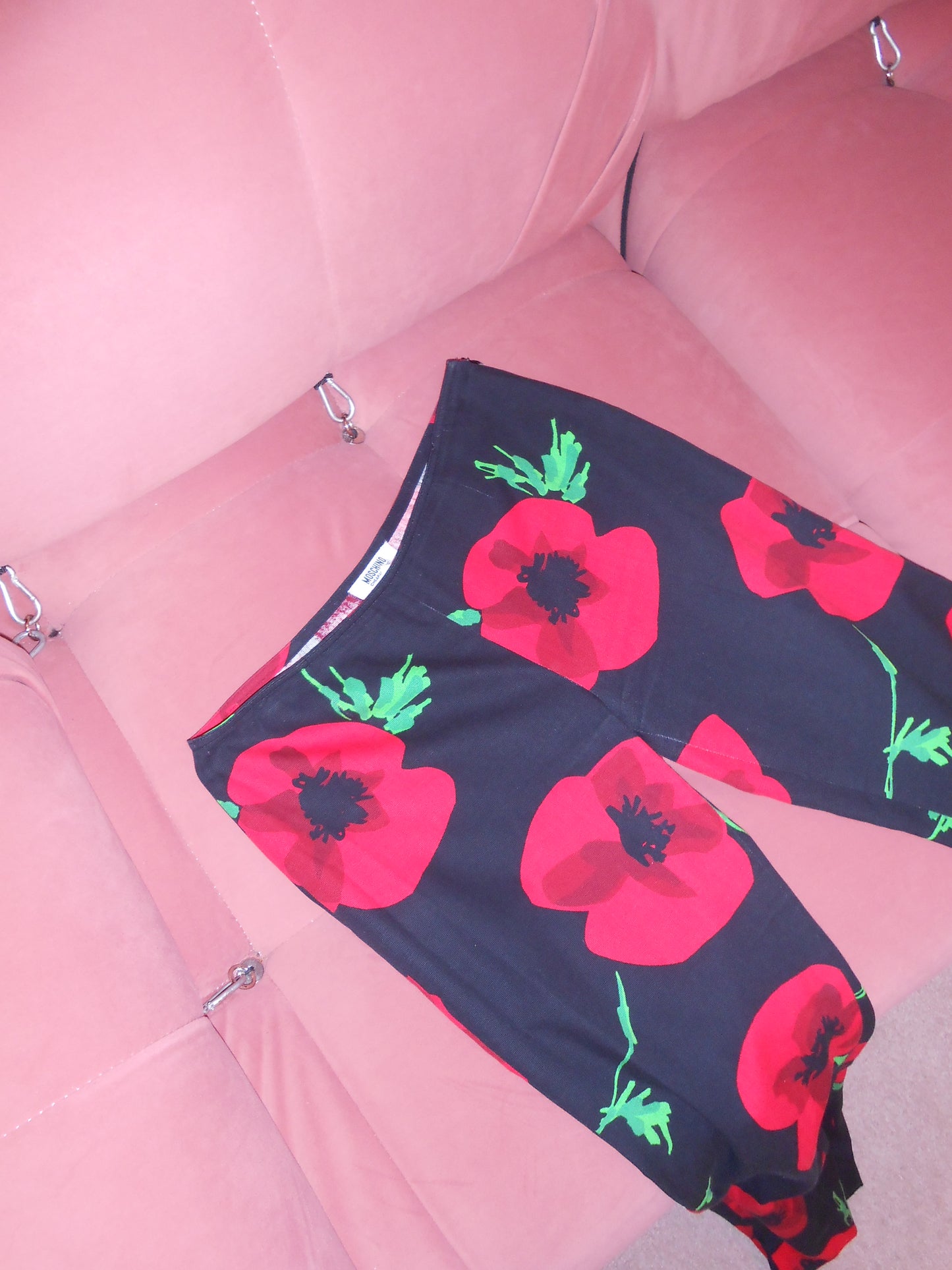 MOSCHINO CHEAP & CHIC	1990S LINEN FLORAL TROUSERS