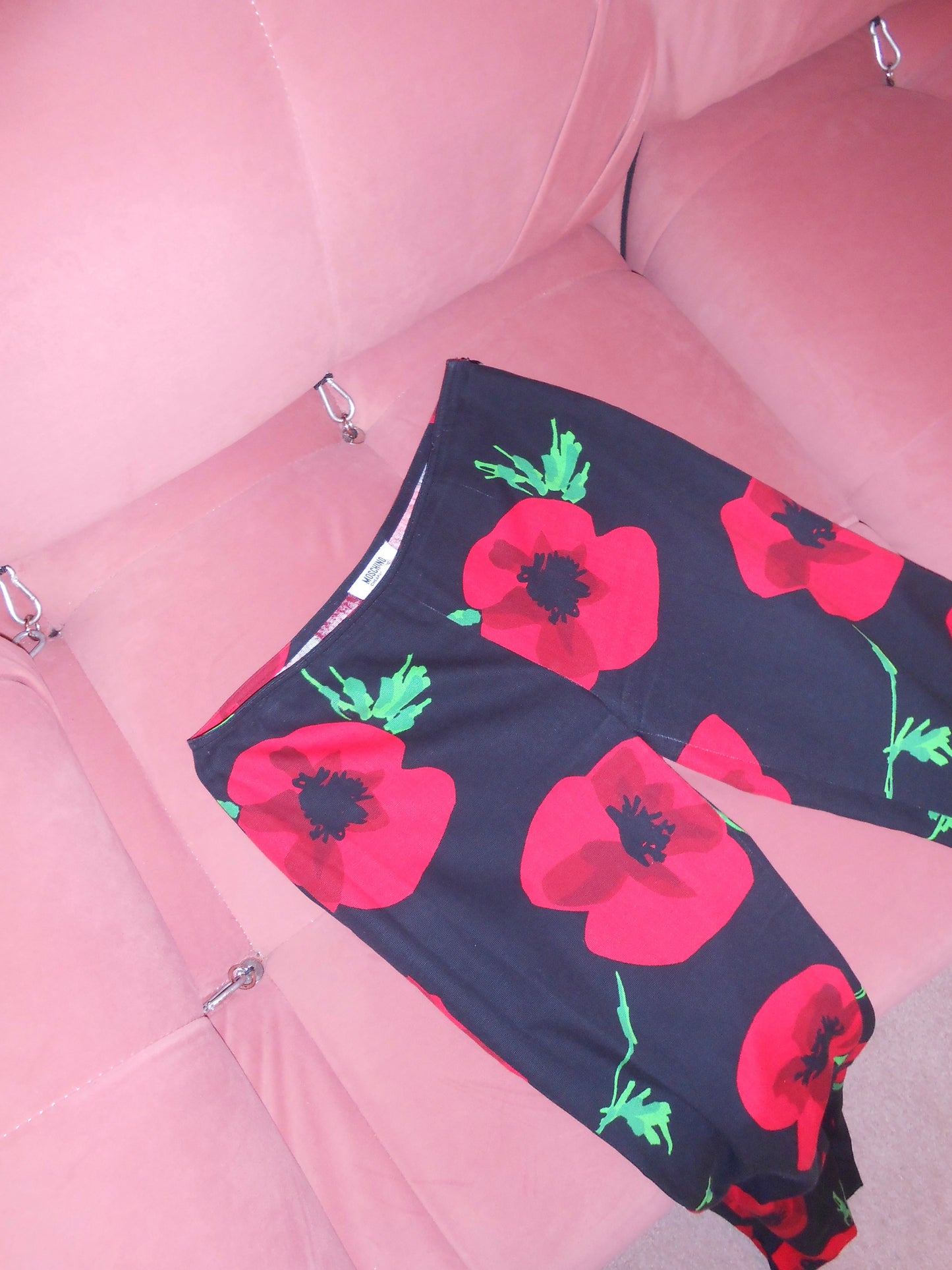 MOSCHINO CHEAP & CHIC	1990S LINEN FLORAL TROUSERS