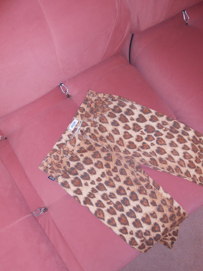 MOSCHINO JEANS EARLY 2000S HEART LEOPARD PANTS