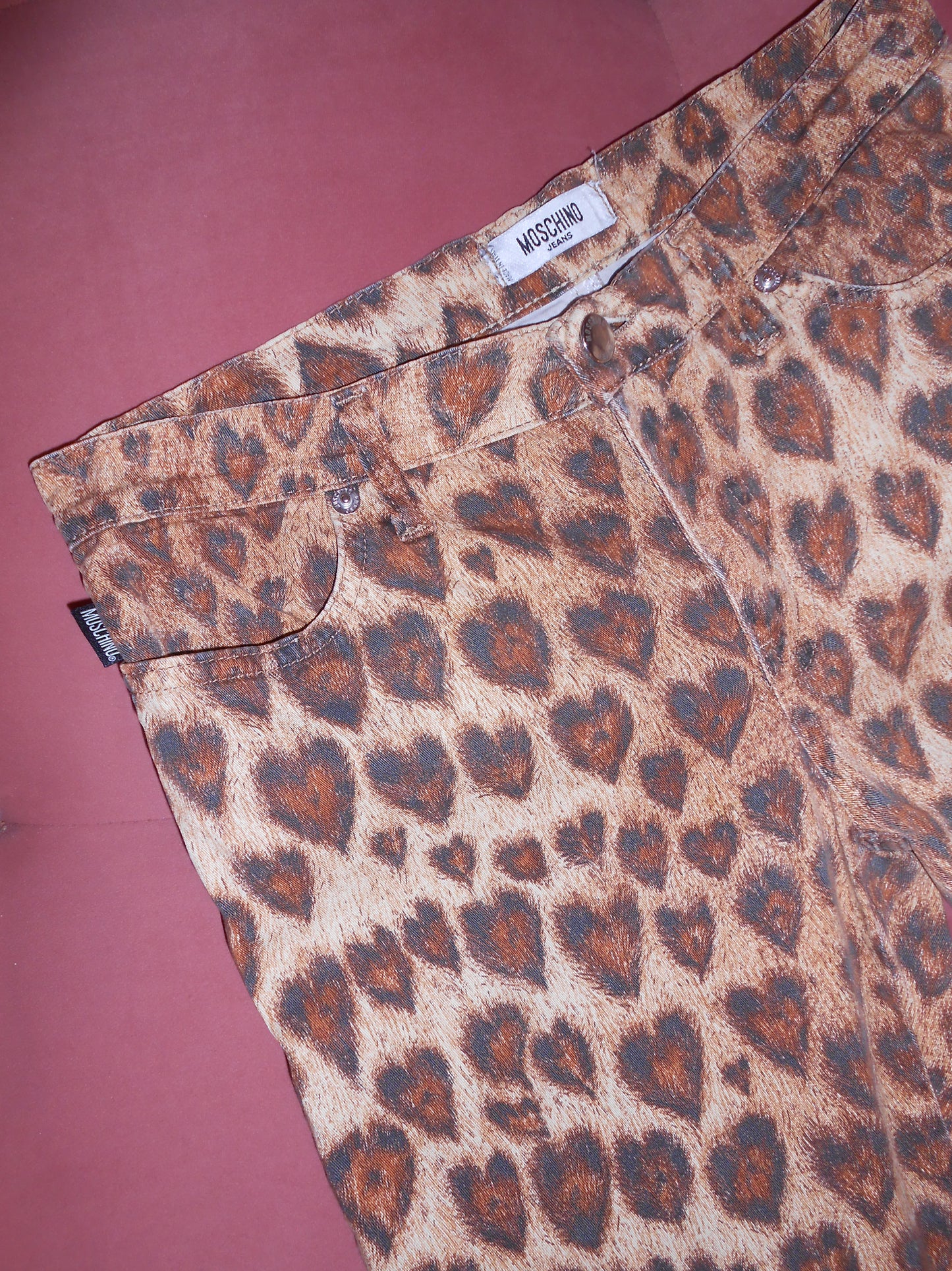 MOSCHINO JEANS EARLY 2000S HEART LEOPARD PANTS
