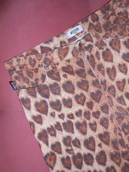 MOSCHINO JEANS EARLY 2000S HEART LEOPARD PANTS