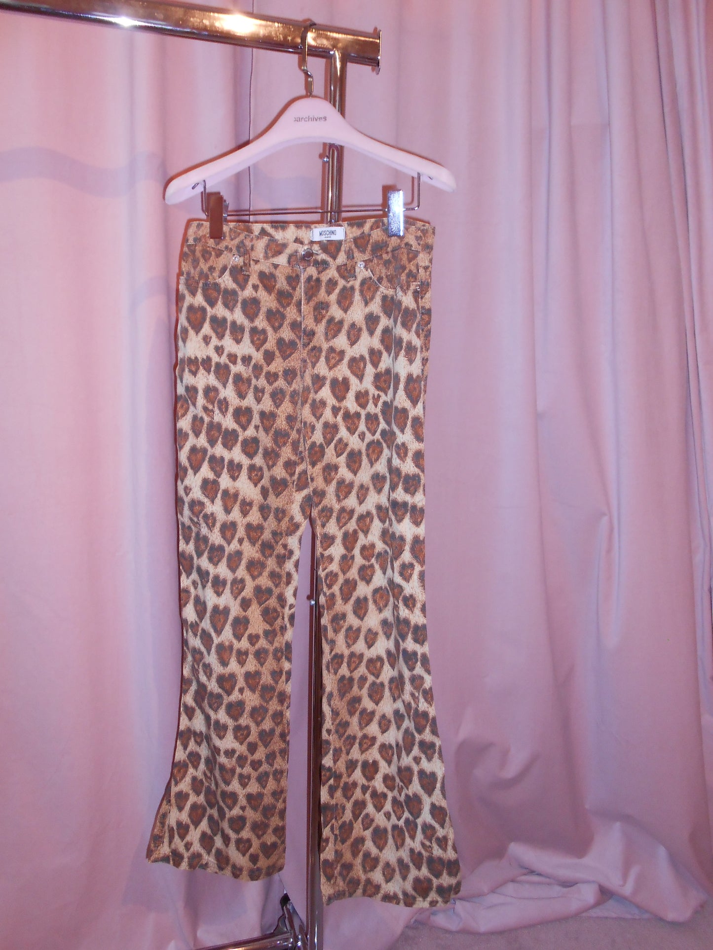 MOSCHINO JEANS EARLY 2000S HEART LEOPARD PANTS