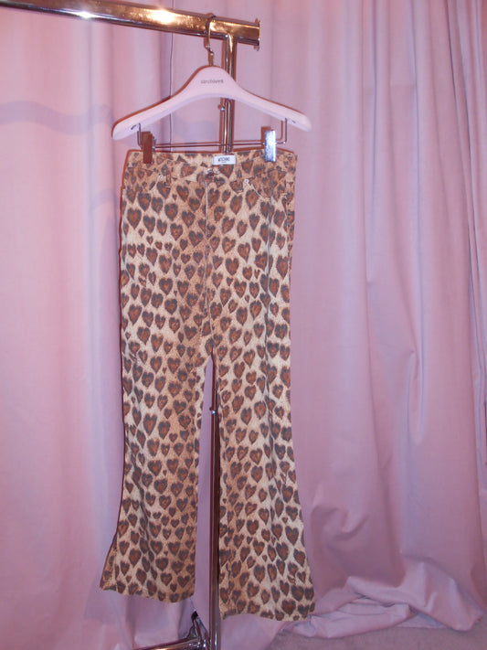 MOSCHINO JEANS EARLY 2000S HEART LEOPARD PANTS