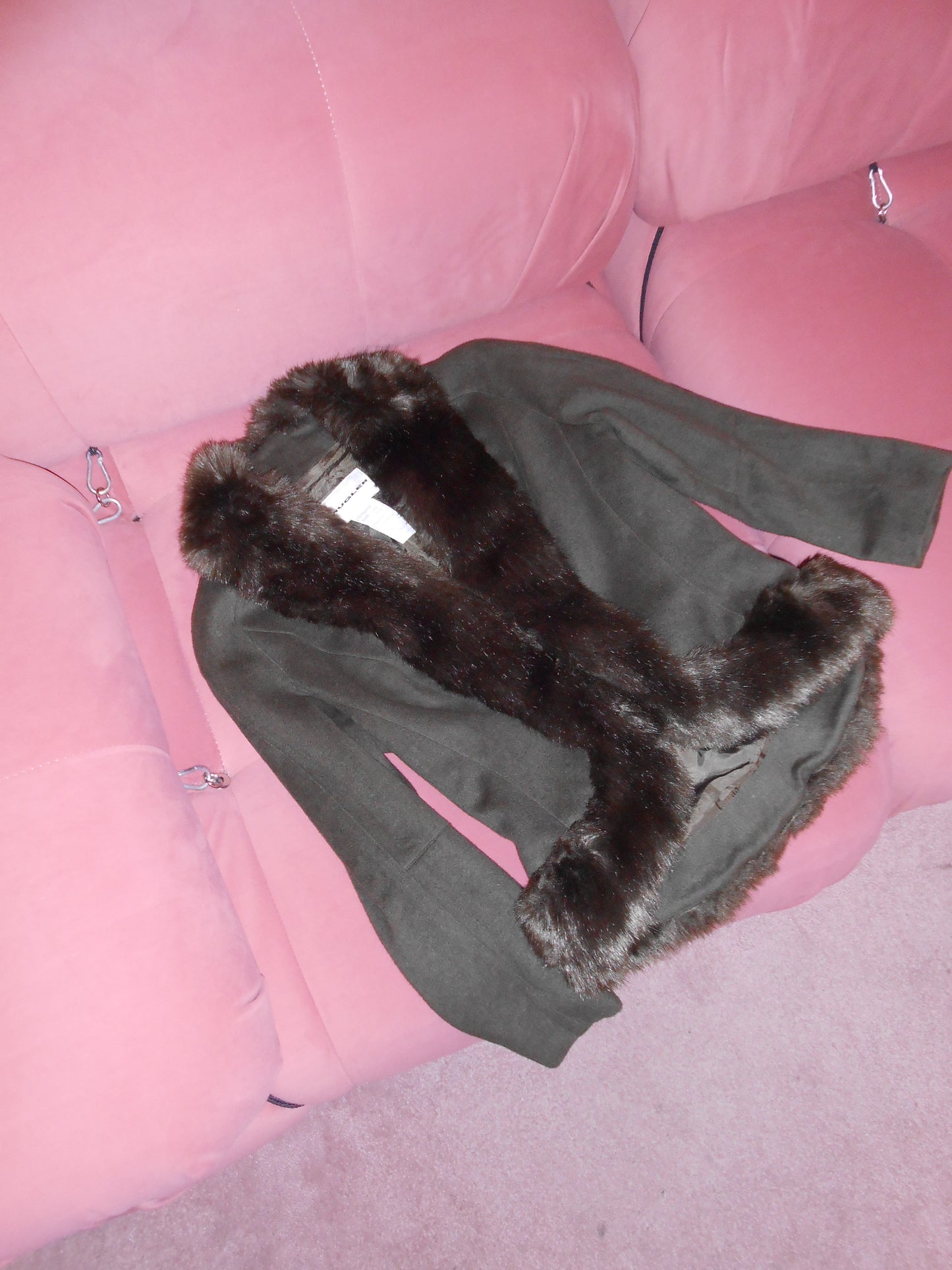 THIERRY MUGLER 1990S CASHMERE SKIRT SUIT WITH FAUX FUR COLLAR