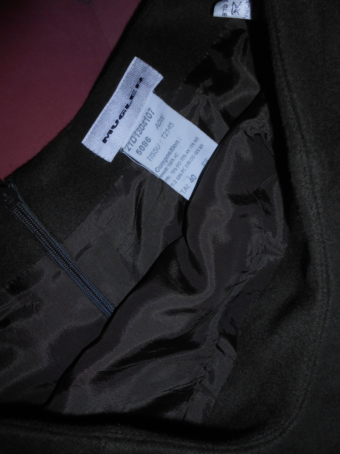 THIERRY MUGLER 1990S CASHMERE SKIRT SUIT WITH FAUX FUR COLLAR