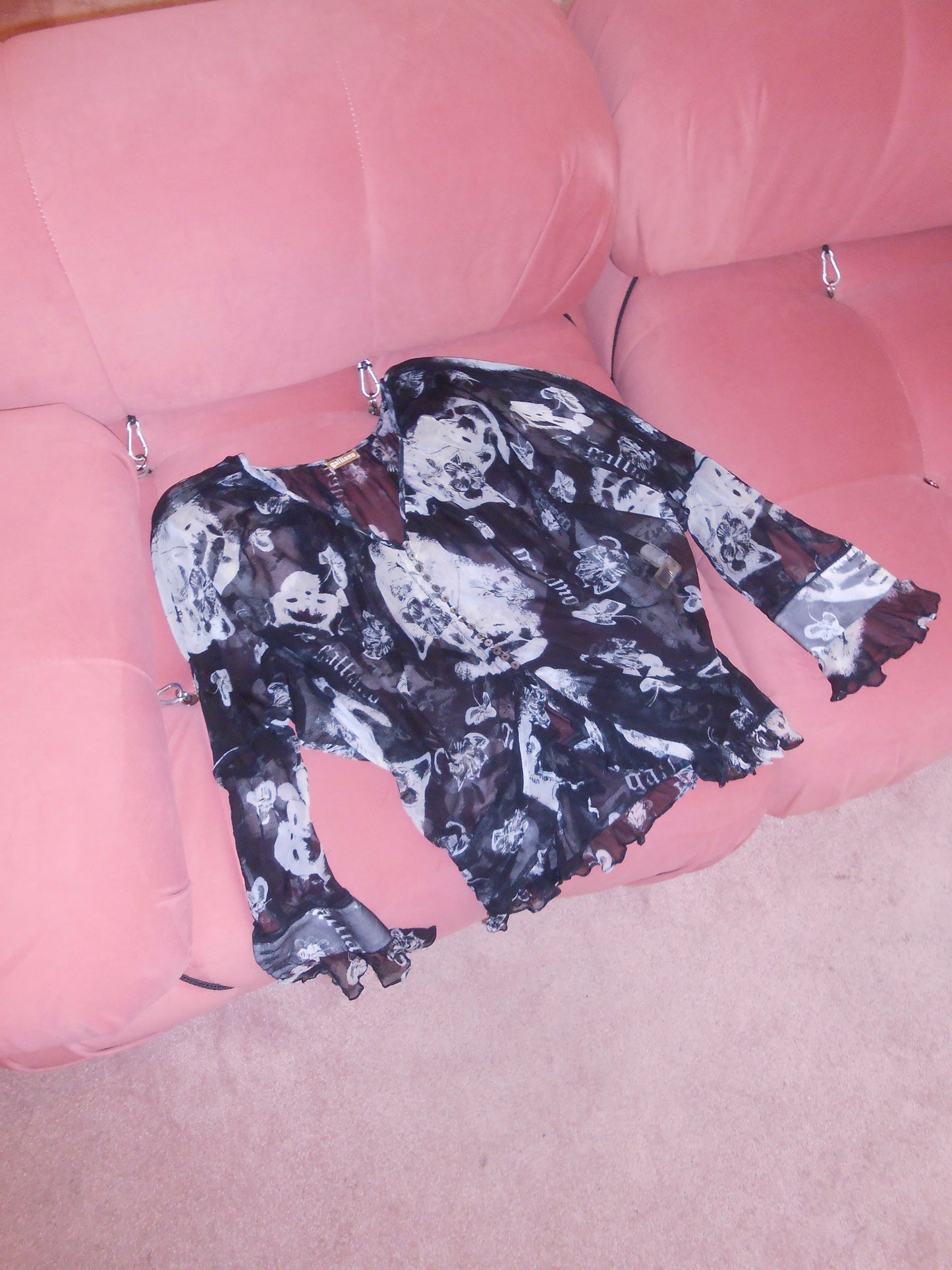 JOHN GALLIANO EARLY 2000S PRINTED GEORGETTE BLOUSE