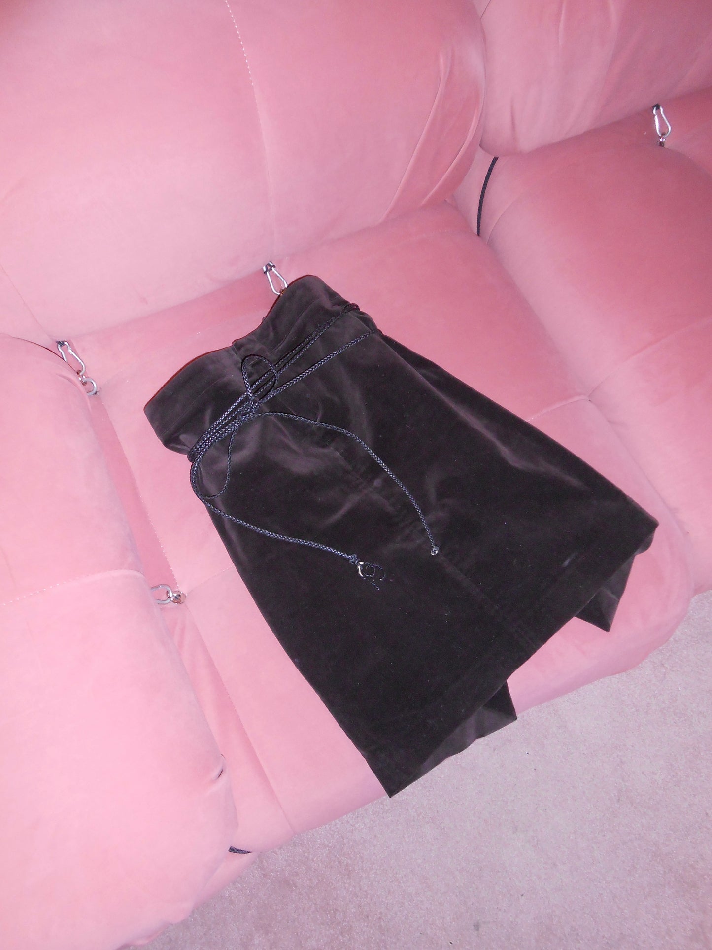 GUCCI BY TOM FORD FW 2002 VELVET SKIRT WITH BRAID BELT