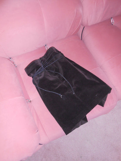 GUCCI BY TOM FORD FW 2002 VELVET SKIRT WITH BRAID BELT