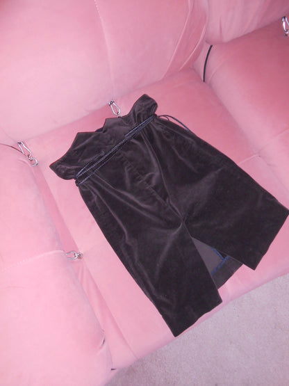 GUCCI BY TOM FORD FW 2002 VELVET SKIRT WITH BRAID BELT