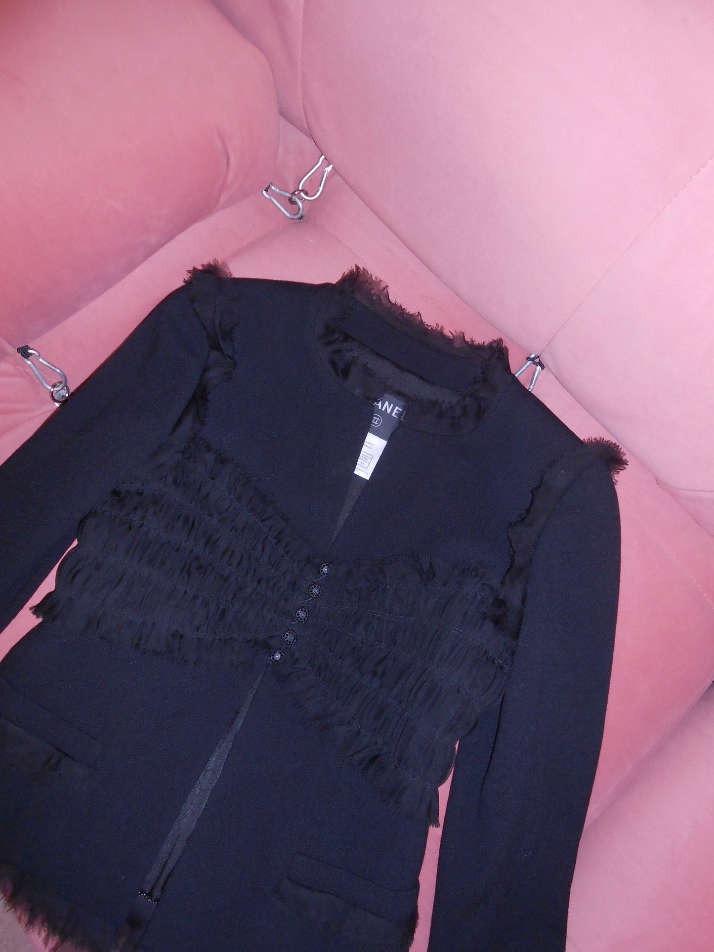 CHANEL BY KARL LAGERFELD SS 2004 JACKET WITH SILK RUCHING