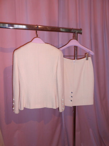 CHANEL BY KARL LAGERFELD CRUISE 1995 TWEED SKIRT SUIT WITH MIRROR BUTTONS