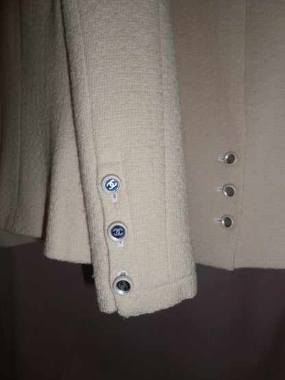 CHANEL BY KARL LAGERFELD CRUISE 1995 TWEED SKIRT SUIT WITH MIRROR BUTTONS