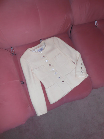 CHANEL BY KARL LAGERFELD CRUISE 1995 TWEED SKIRT SUIT WITH MIRROR BUTTONS