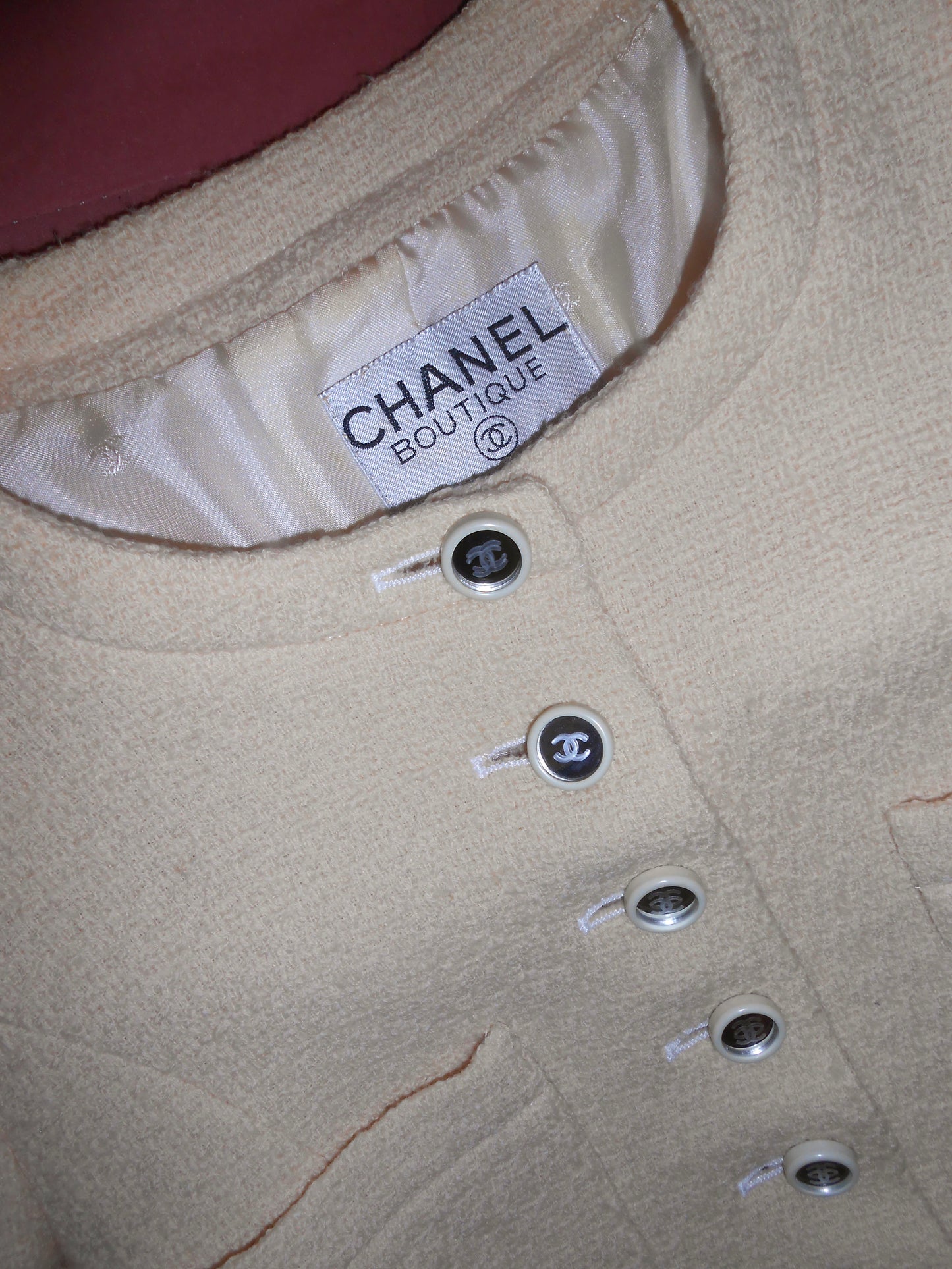 CHANEL BY KARL LAGERFELD CRUISE 1995 TWEED SKIRT SUIT WITH MIRROR BUTTONS