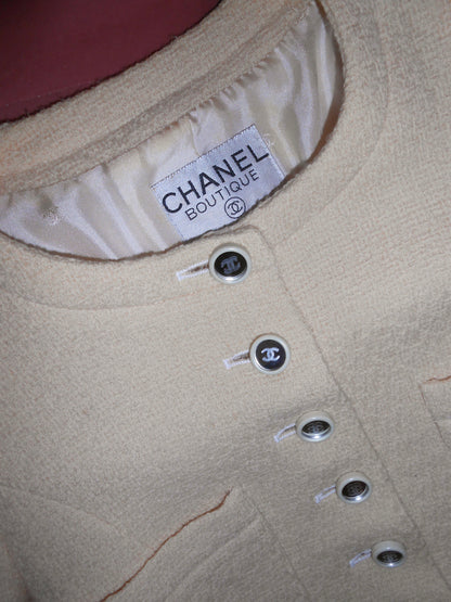 CHANEL BY KARL LAGERFELD CRUISE 1995 TWEED SKIRT SUIT WITH MIRROR BUTTONS