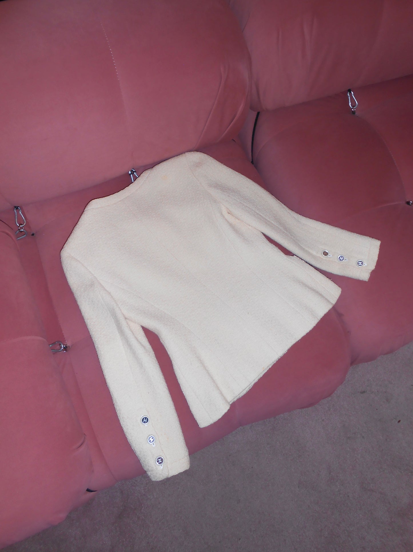 CHANEL BY KARL LAGERFELD CRUISE 1995 TWEED SKIRT SUIT WITH MIRROR BUTTONS