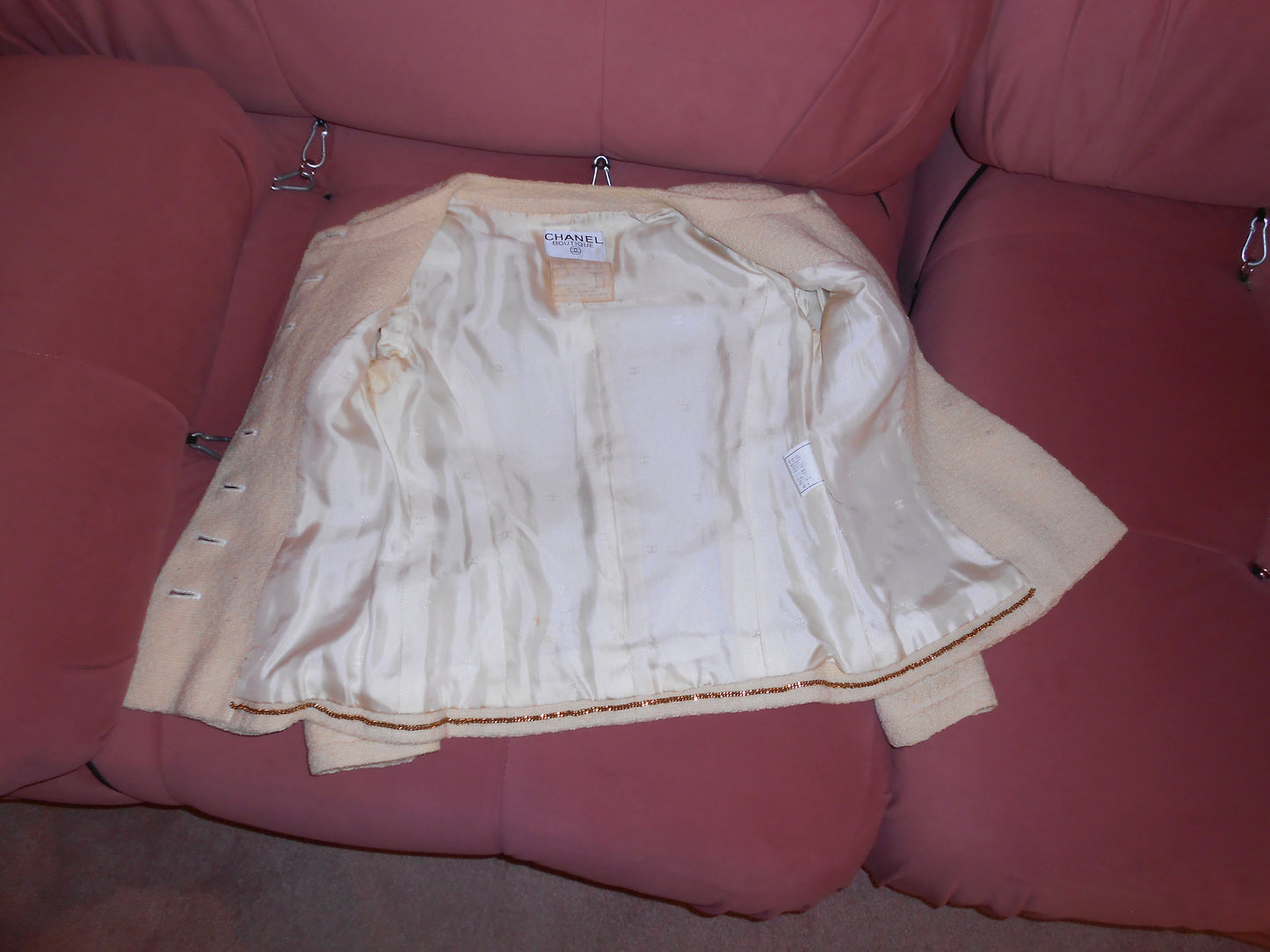 CHANEL BY KARL LAGERFELD CRUISE 1995 TWEED SKIRT SUIT WITH MIRROR BUTTONS