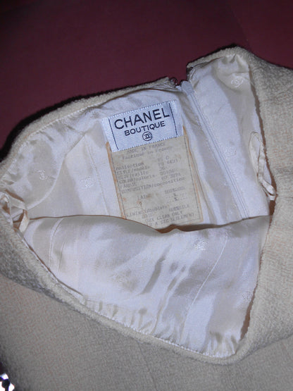 CHANEL BY KARL LAGERFELD CRUISE 1995 TWEED SKIRT SUIT WITH MIRROR BUTTONS