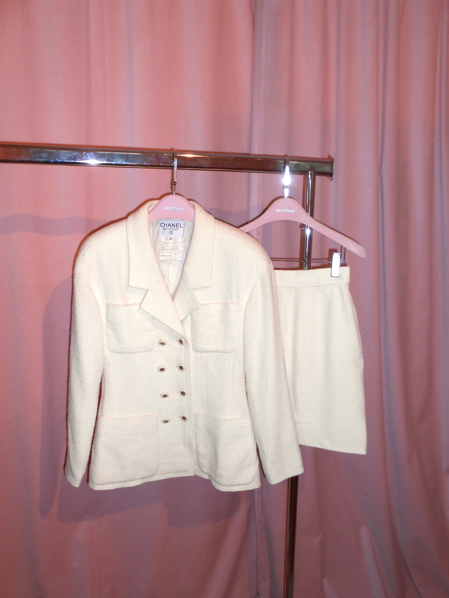 CHANEL BY KARL LAGERFELD SS 1994 TWEED DOUBLE BREASTED SKIRT SUIT