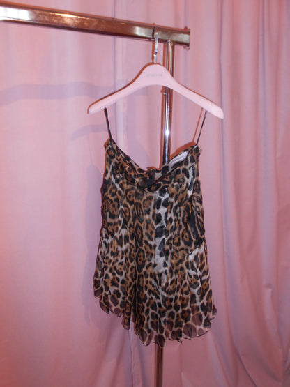 YVES SAINT LAURENT BY TOM FORD SS 2002 SILK SHEER JAGUAR SKIRT