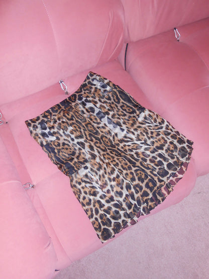 YVES SAINT LAURENT BY TOM FORD SS 2002 SILK SHEER JAGUAR SKIRT