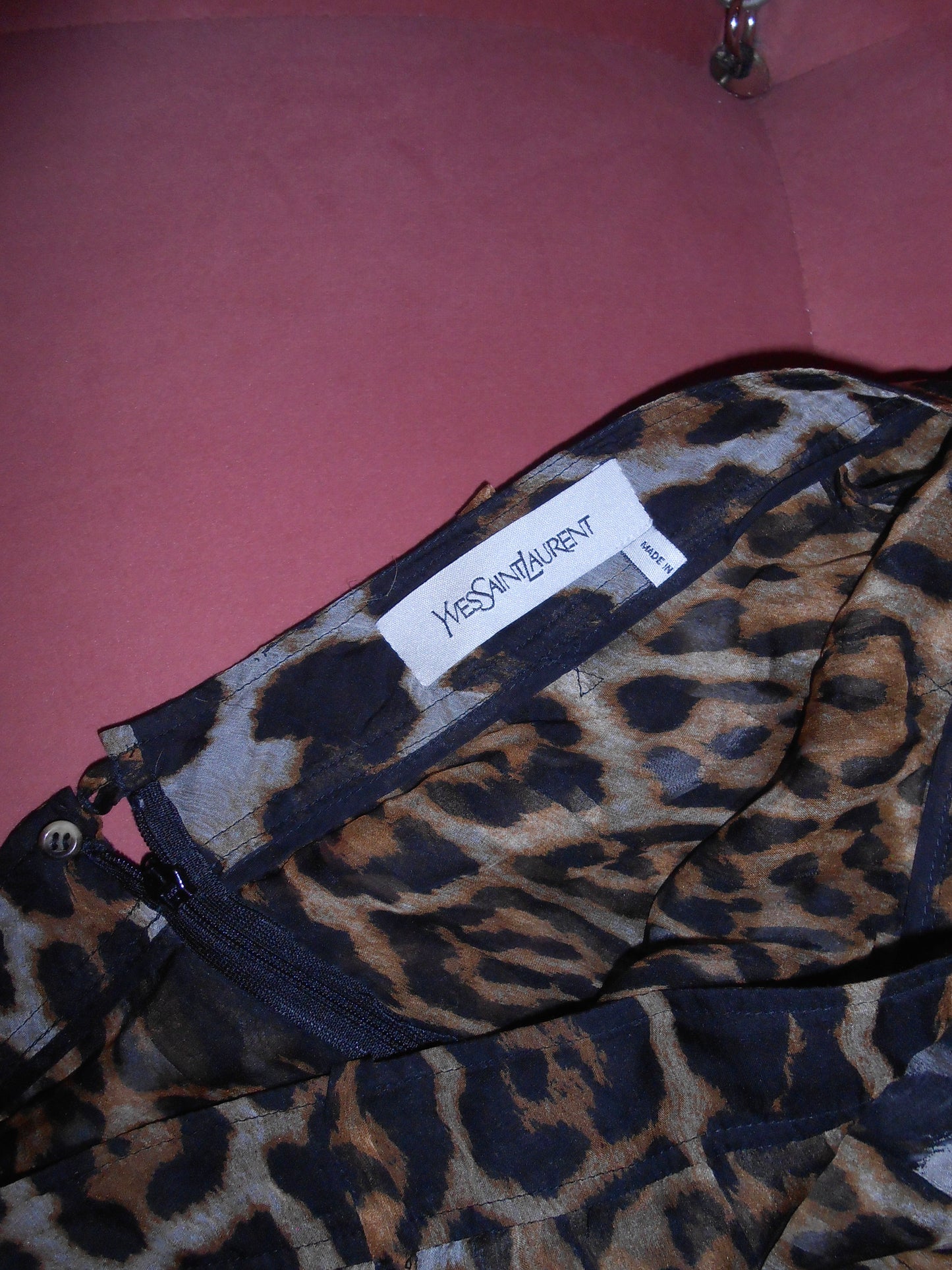 YVES SAINT LAURENT BY TOM FORD SS 2002 SILK SHEER JAGUAR SKIRT