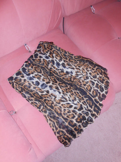 YVES SAINT LAURENT BY TOM FORD SS 2002 SILK SHEER JAGUAR SKIRT