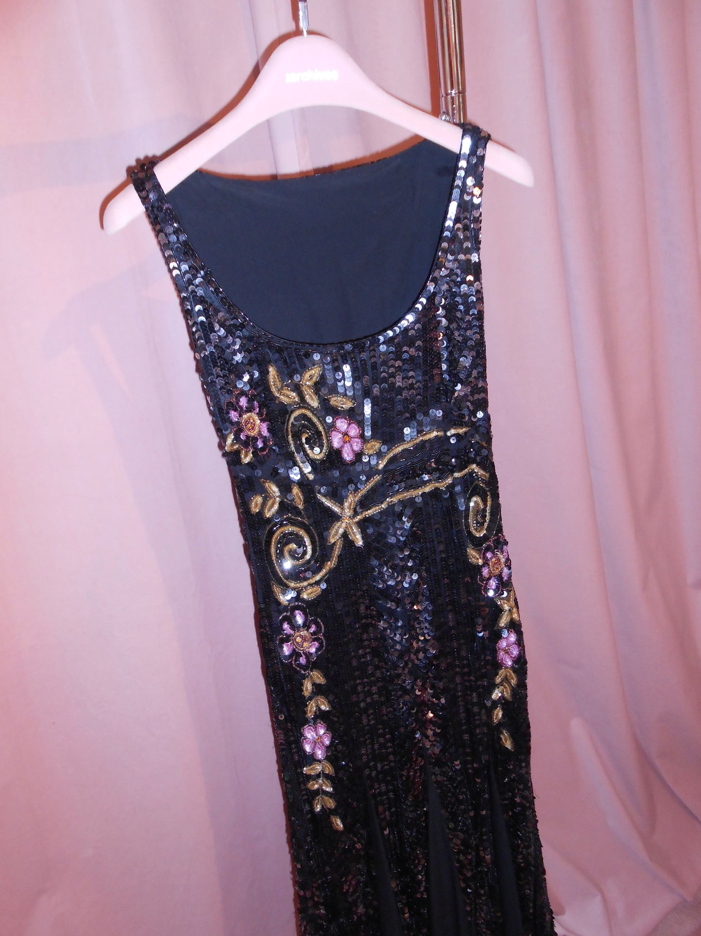 BLUMARINE COUTURE EARLY 2000S SEQUIN DRESS WITH FLOWERS