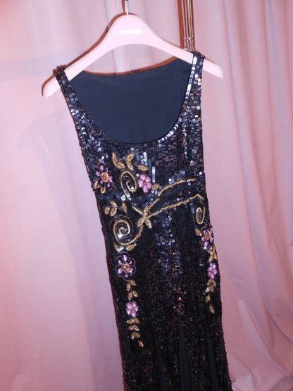 BLUMARINE COUTURE EARLY 2000S SEQUIN DRESS WITH FLOWERS