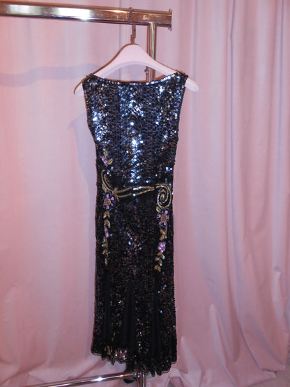 BLUMARINE COUTURE EARLY 2000S SEQUIN DRESS WITH FLOWERS