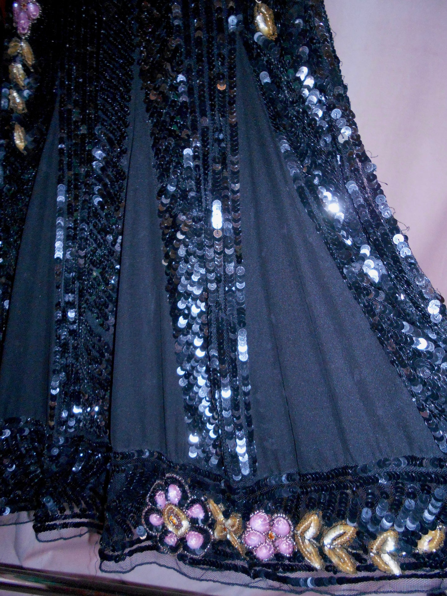 BLUMARINE COUTURE EARLY 2000S SEQUIN DRESS WITH FLOWERS