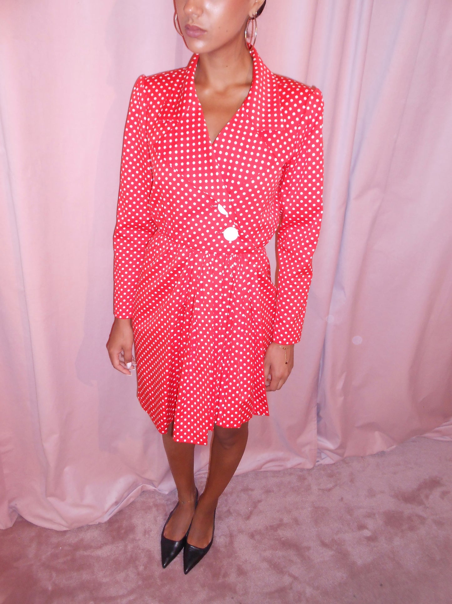 YVES SAINT LAURENT SS 1990 POLKA DOT WRAP DRESS