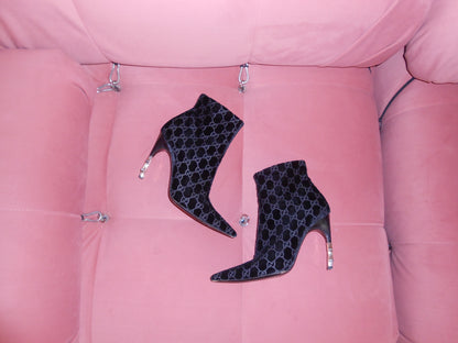 GUCCI BY TOM FORD 2004 GUCCISSIMA VELVET MONOGRAM BOOTIES