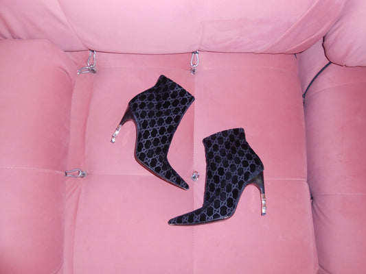 GUCCI BY TOM FORD 2004 GUCCISSIMA VELVET MONOGRAM BOOTIES