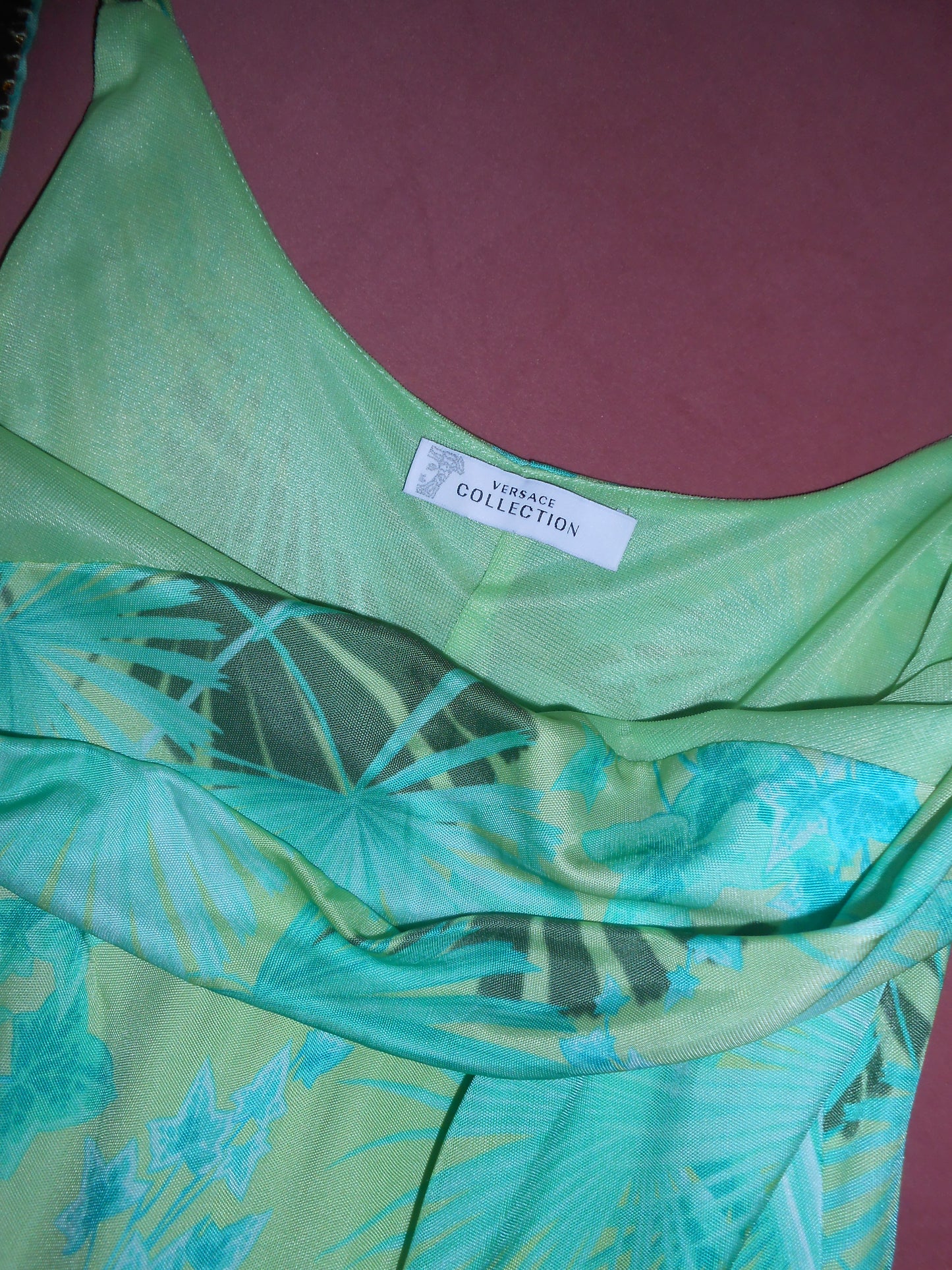 VERSACE COLLECTION EARLY 2000S JUNGLE PRINT DRESS WITH JEWEL STRAPS