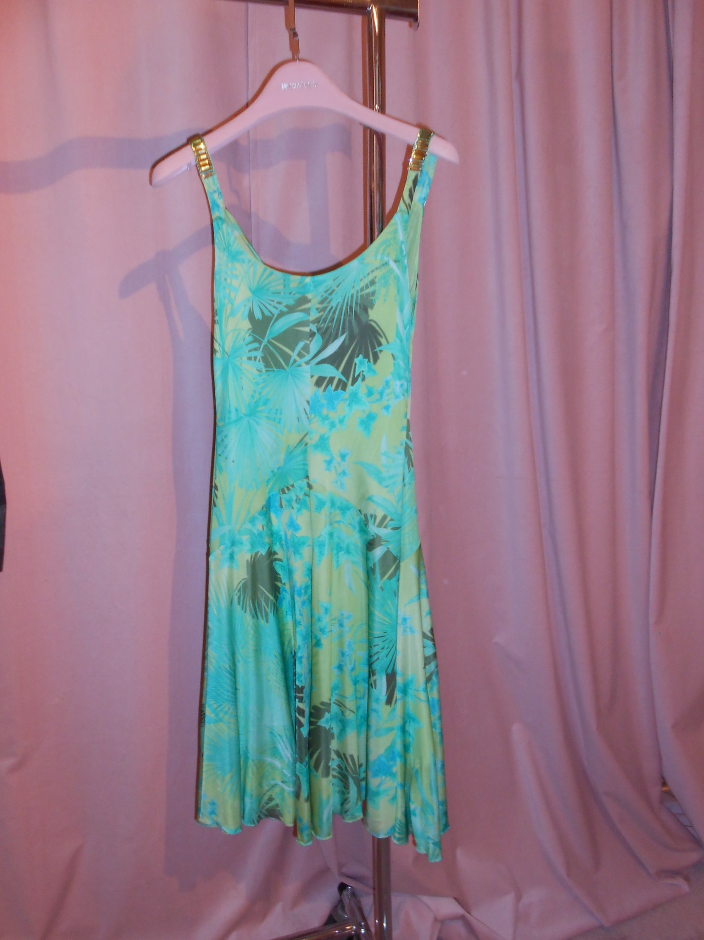 VERSACE COLLECTION EARLY 2000S JUNGLE PRINT DRESS WITH JEWEL STRAPS