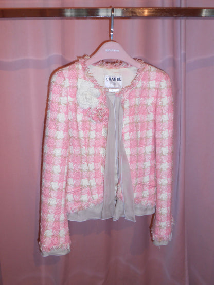 CHANEL BY KARL LAGERFELD CRUISE 2004 TWEED & SILK SKIRT SUIT