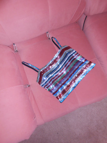 ARMANI	1990S SEQUIN STRIPED TANK